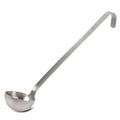 2oz One Piece Ladle in stainless steel on white background.