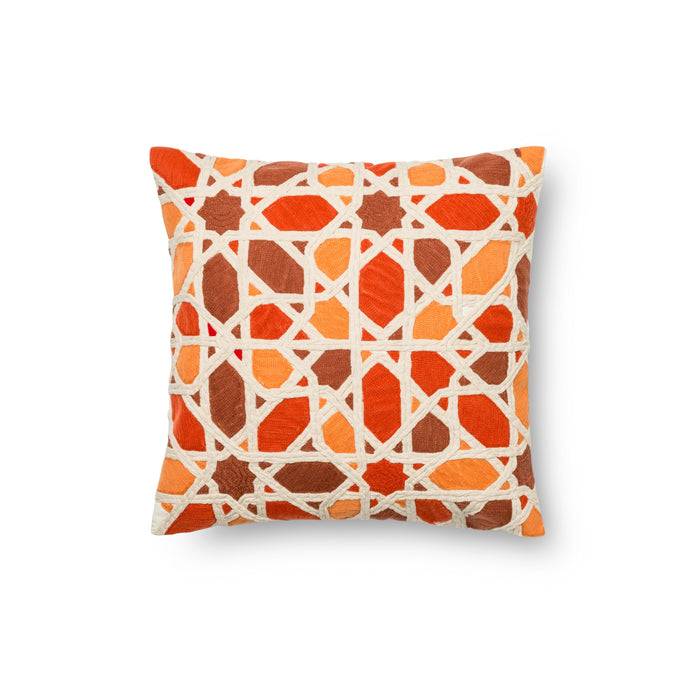 Rugs by Roo |  Loloi Orange Red Cotton Pillow 18" x 18" Cover w/Poly