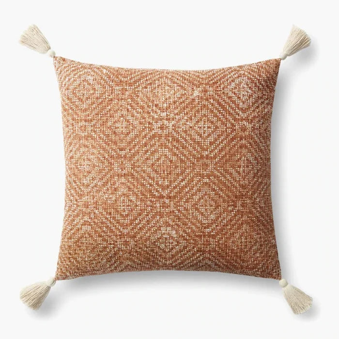 Orange Tassel Cotton Pillow - Rugs by Roo
