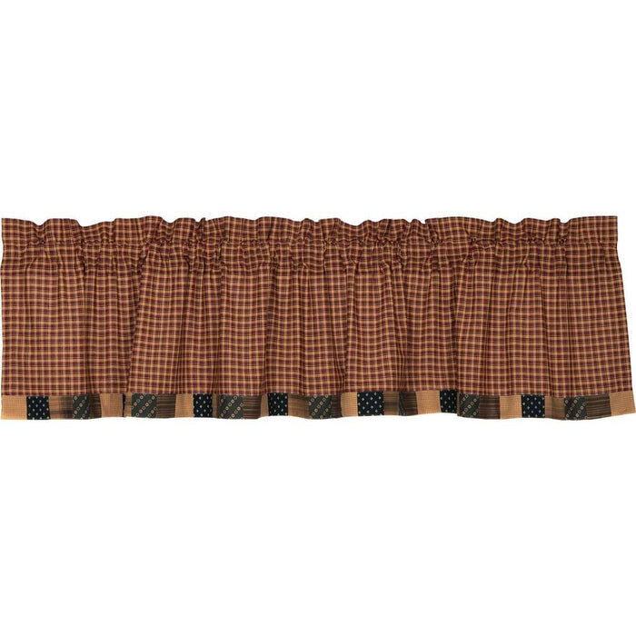 Patriotic Patch Block Border Lined Valance 72" - Primitive Star Quilt Shop