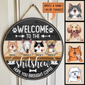 Pawzity Welcome To The Shit Show Hope You Brought Coffee Funny Signs, Gifts For Cat Lovers, Personalized Home Signs , Cat Mom Gifts