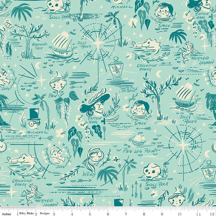 Pillowcase - Forever Neverland Neverland Map Songbird Cotton