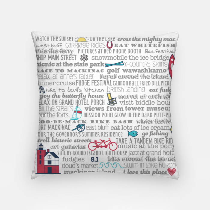Pillowcase 18 Inch - Mackinac Island Bucket List
