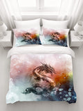 Pink Abstract Dragon Burst Artwork Duvet Cover