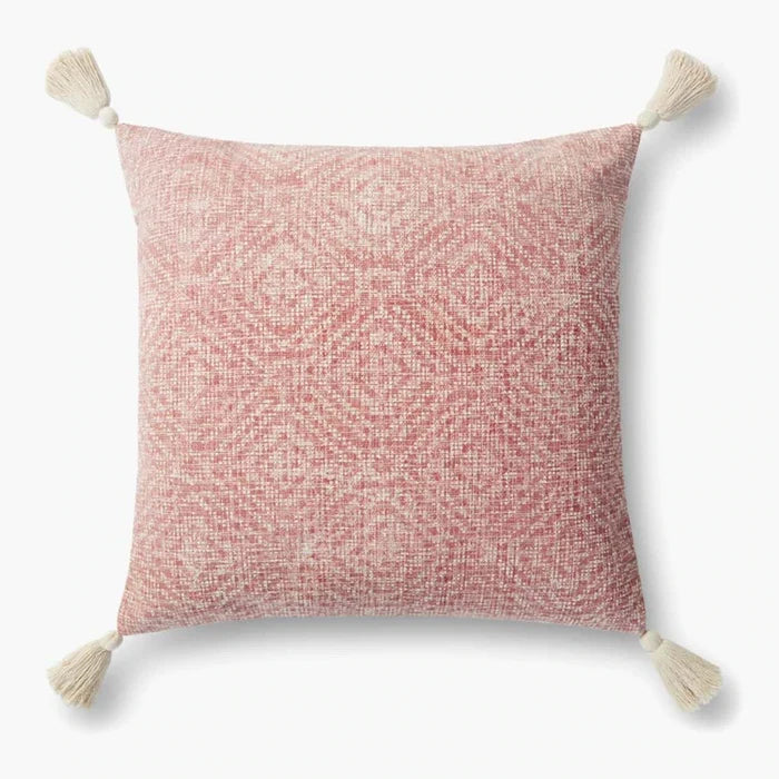 Pink Tassel Cotton Pillow - Rugs by Roo