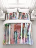 Pink Vertical Watercolor Stripe Pattern Duvet Cover
