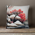 Pink Winter Tree Landscape Artwork Throw Pillow Cover
