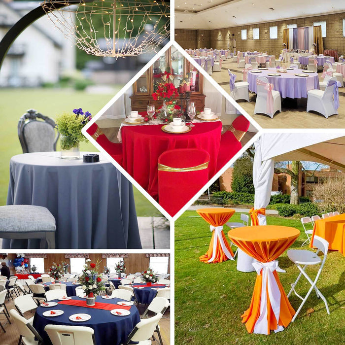 Colorful table settings for events and gatherings in various styles and arrangements.