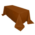 Brown tablecloth draped over a rectangular table