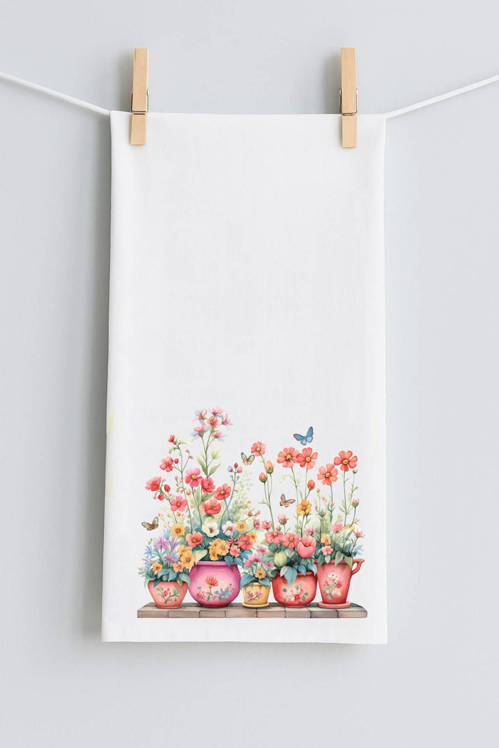 Pots of Flowers #7 Tea Towel