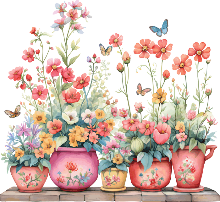 Pots of Flowers #7 Tea Towel