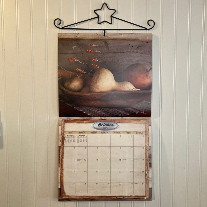 Primitive Country Wall Calendar and Hanger Set - A Primitive Past by of Purpose & Spirit 2027 - Primitive Star Quilt Shop