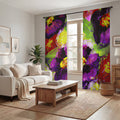 Purple and Yellow Floral Expression Artwork Window Curtains