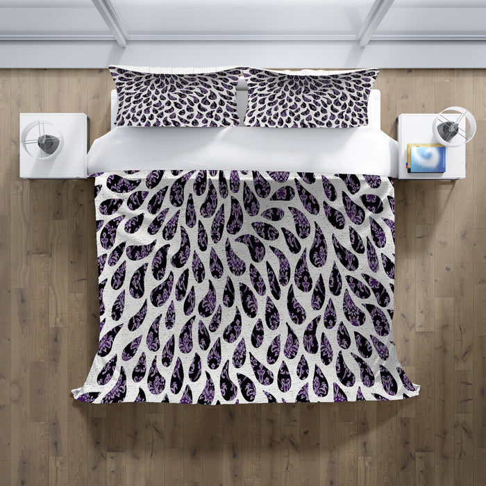 Purple Paisley Rain Drop Pattern Duvet Cover