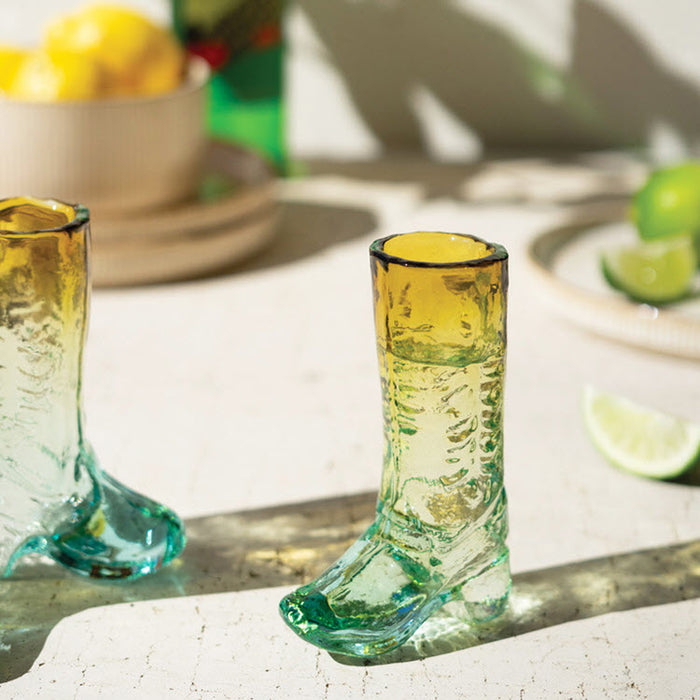 Recycled Glass Boot Shot Glasses Box/6