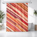 Red and Beige Linear Flow Pattern Shower Curtain