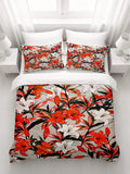 Red Lily Floral Botanical Pattern Duvet Cover