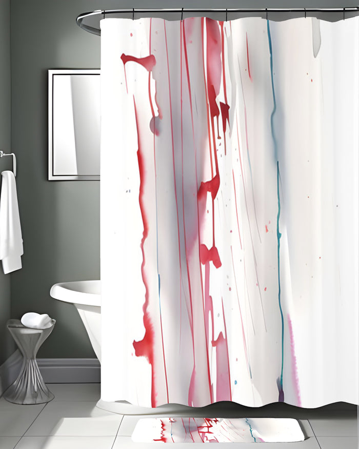 Red Minimalist Drip Abstract Pattern Shower Curtain