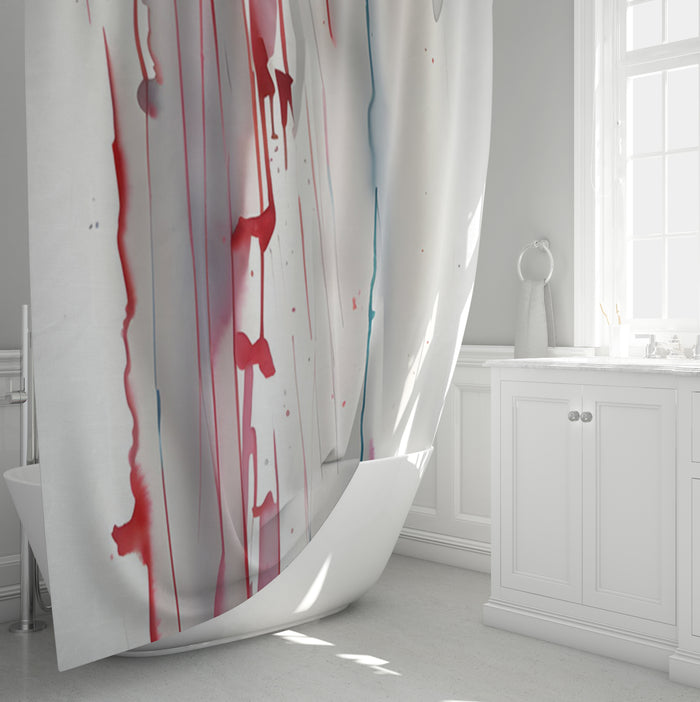 Red Minimalist Drip Abstract Pattern Shower Curtain