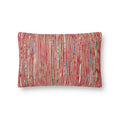 Rugs by Roo |  Loloi Red Multi Cotton Recycled Sari Silk Pillow 13" x 21" Cover w/Poly