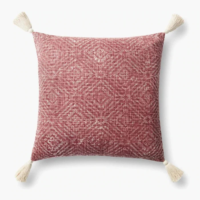 Red Tassel Cotton Pillow - Rugs by Roo