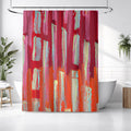 Red Vertical Strokes Abstract Pattern Shower Curtain