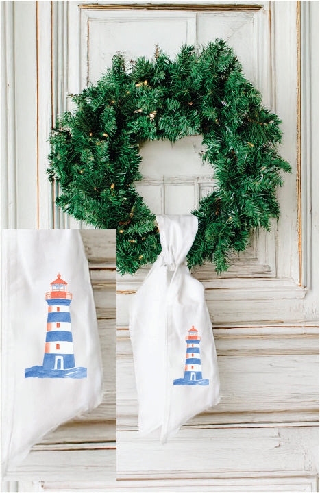 Red White and Blue Lighthouse Wreath Sash