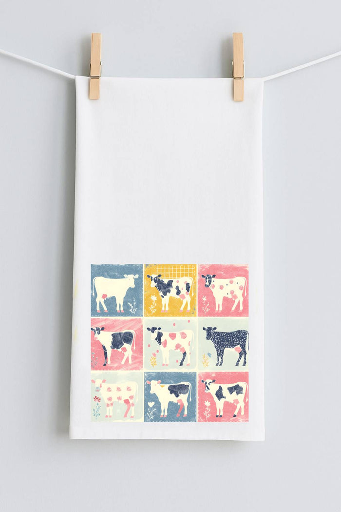 Retro Cow Farm Tea Towel