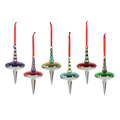 Retro Dual Spinner Glass Ornaments Set/6