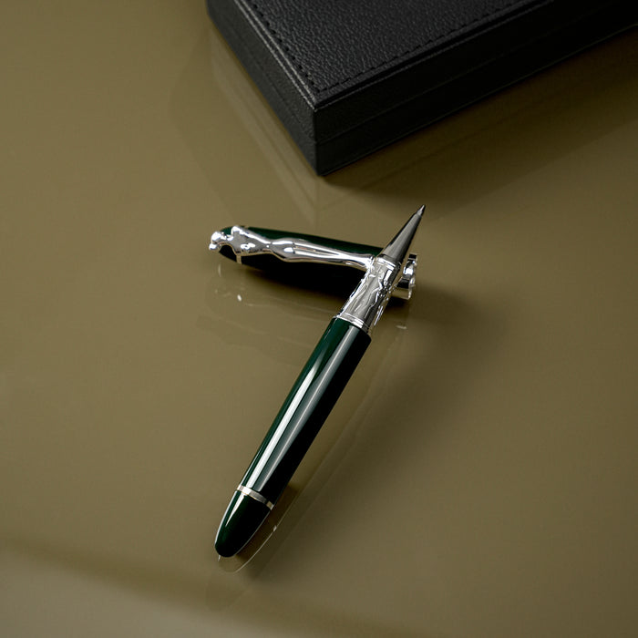Rollerball Pen- woman - silver - bottle green
