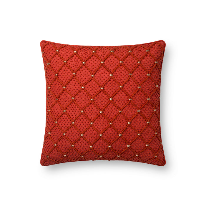 Rugs by Roo |  Loloi Rust Gold Linen Cotton Pillow 18" x 18" Cover w/Poly