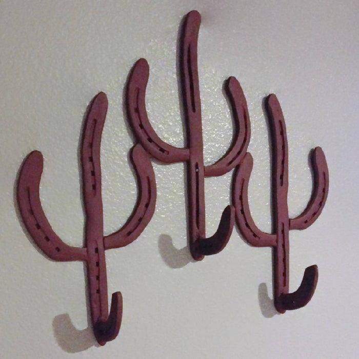 Rustic Horseshoe Cactus Hanger Hooks - Set of 3