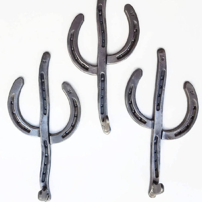 Rustic Horseshoe Cactus Hanger Hooks - Set of 3