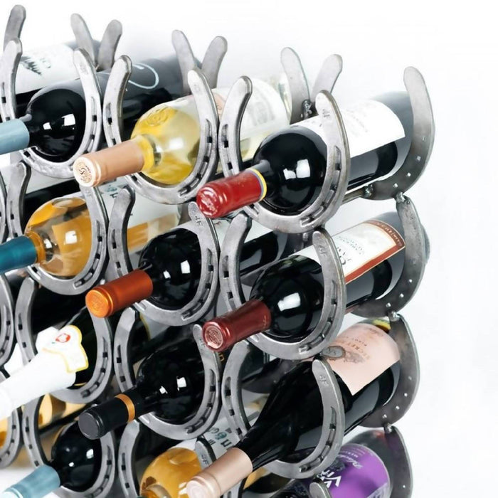 Rustic Horseshoe Wine Bottle holder - 16 Bottles