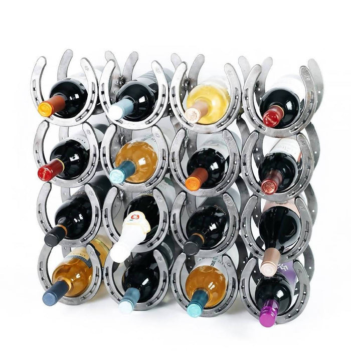 Rustic Horseshoe Wine Bottle holder - 16 Bottles
