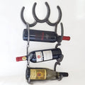 Rustic Horseshoe Wine Bottle Holder - 3 Bottles