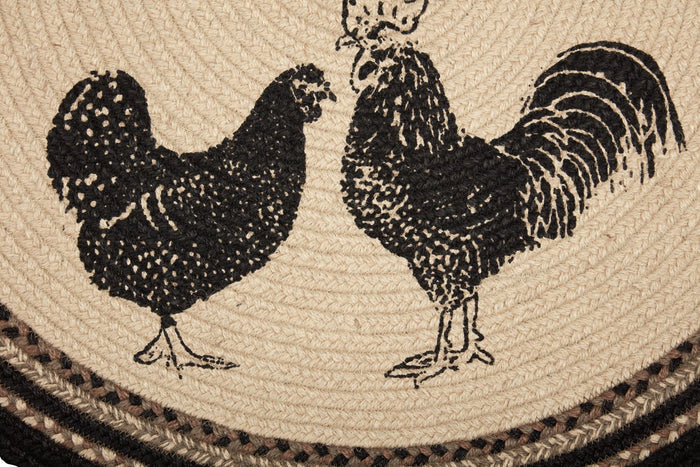 Sawyer Mill Charcoal Poultry Half Circle Braided Rug 16.5x33" - Primitive Star Quilt Shop