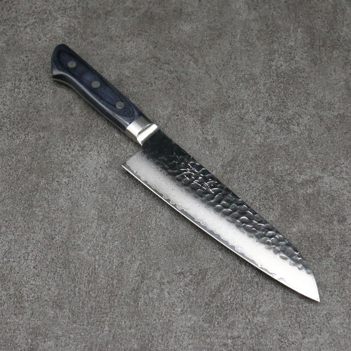 Seisuke Seiun VG10 33 Layer Damascus Santoku 180mm Navy blue Pakka wood Handle with Sheath - Seisuke Knife