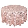 Round tablecloth with a pink and white wave pattern.