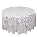 Round tablecloth with elegant wave pattern in white and silver tones