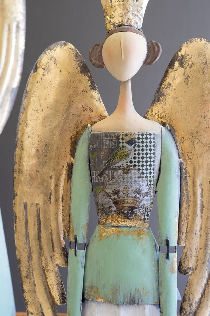 Set/2 Painted Metal Christmas Angels
