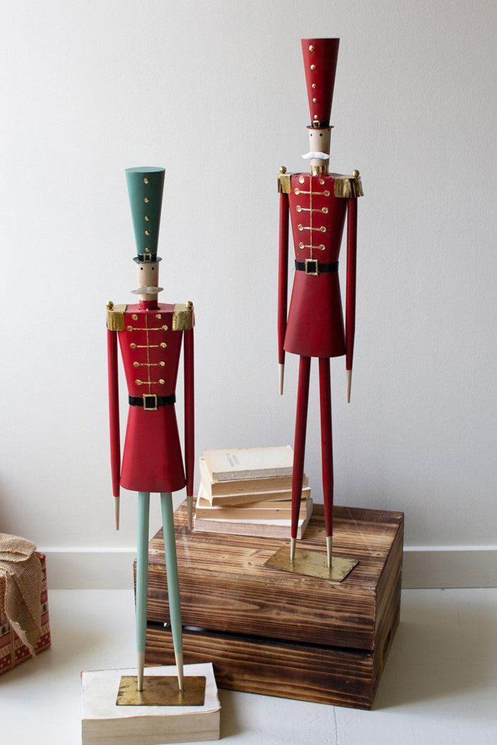 Set/2 Painted Metal Christmas Soldiers