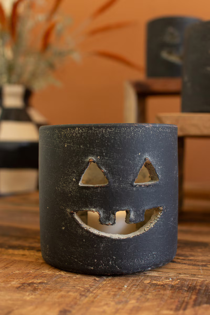 Short Black Clay Jack-O-Lantern Box/6