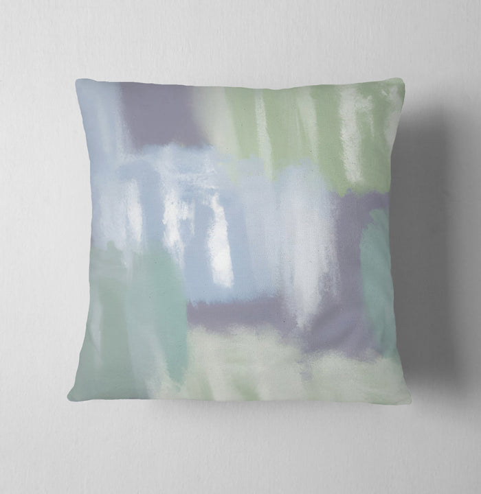 Soft Blue and Green Abstract Texture Pattern Throw Pillow Cover