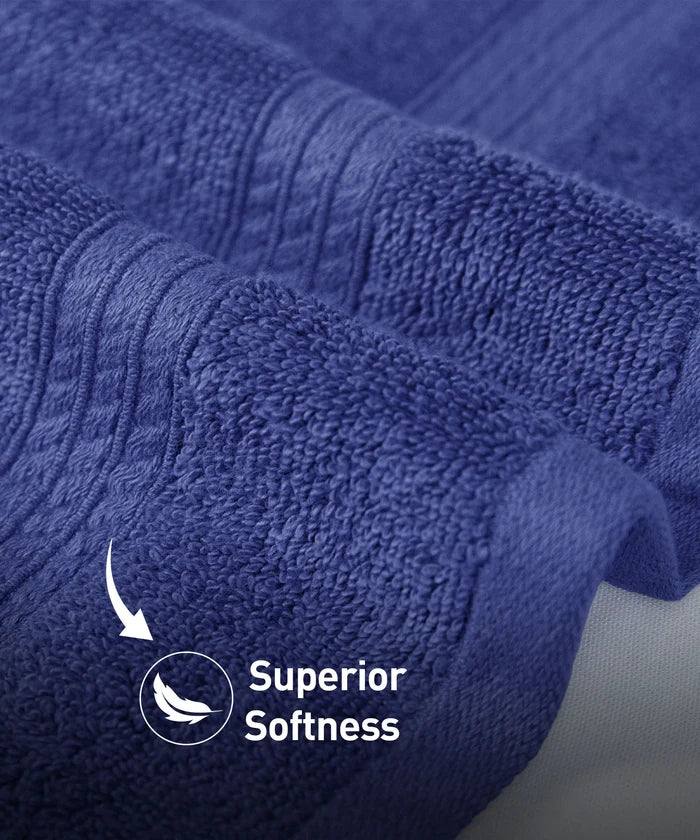 Soft Comfort 4Pc Face Towel Set, New Navy|600 GSM Cotton|Fade Resistance