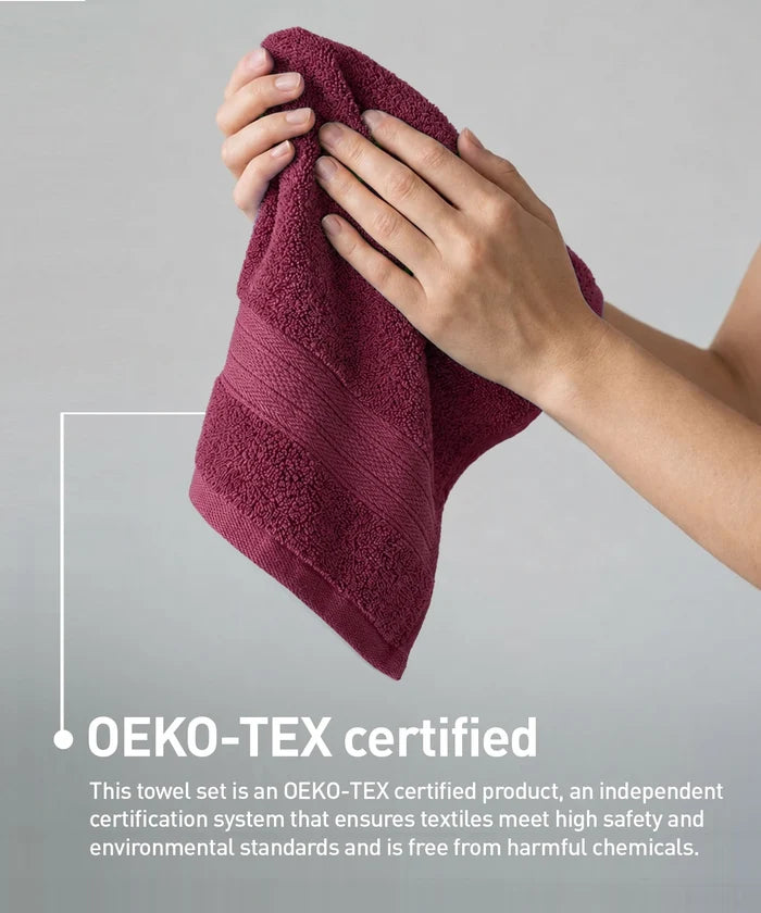 Soft Comfort 4Pc Face Towel Set, Wine Red |600 GSM Cotton|Fade Resistance