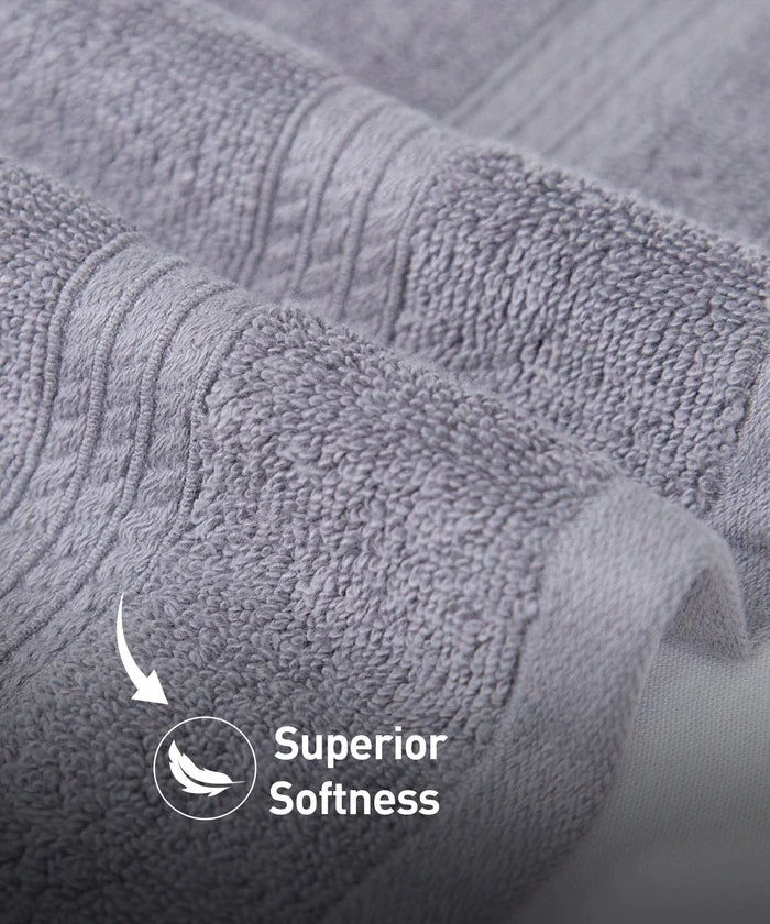 Soft Comfort 4Pc Face Towel Set,Charcoal|600 GSM Cotton|Fade Resistance