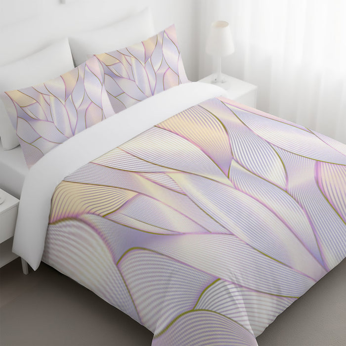 Soft Purple Feather Layered Abstract Pattern Duvet Cover