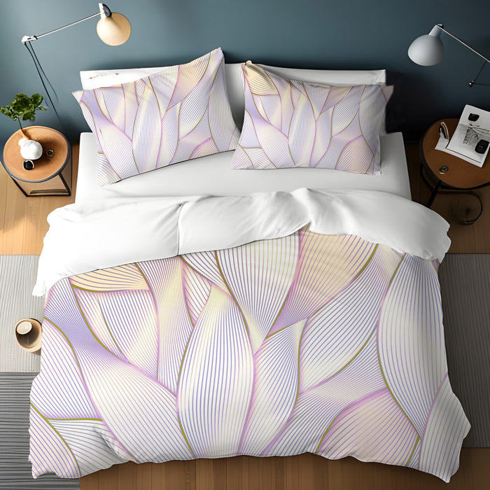 Soft Purple Feather Layered Abstract Pattern Duvet Cover