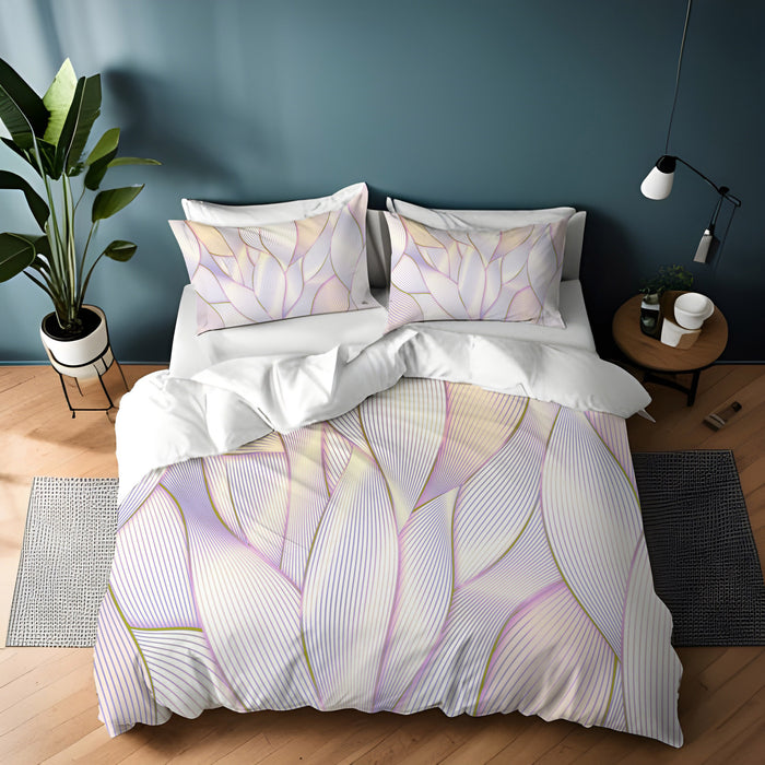 Soft Purple Feather Layered Abstract Pattern Duvet Cover
